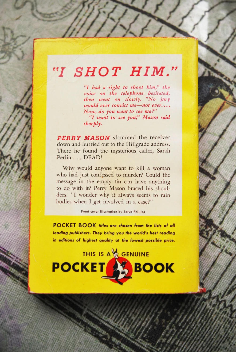 1940s Pulp Murder Mystery Pocket Book 619 The case of the Empty Tin Erle Stanley Gardner cover art by  Baryé Phillips vintage