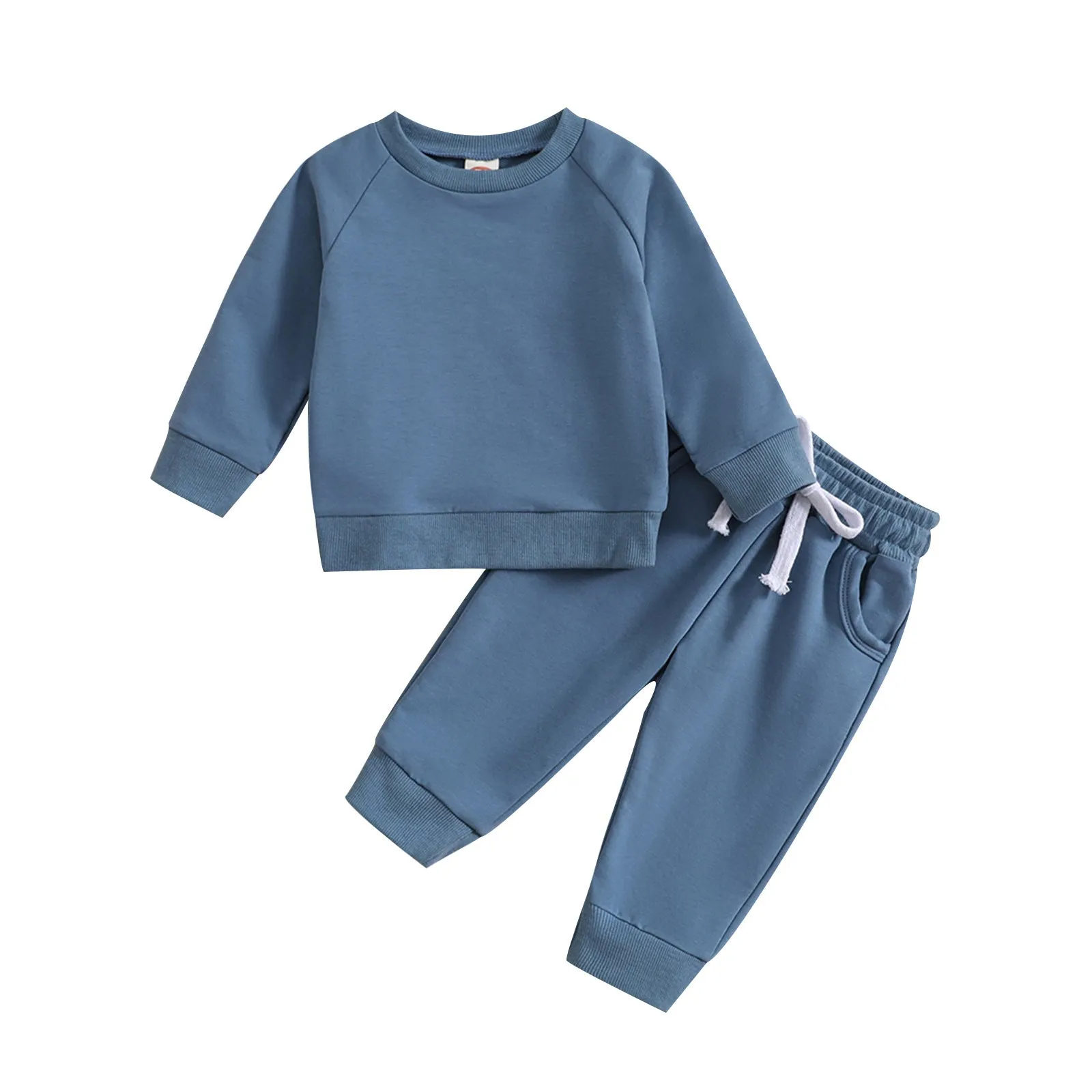 2 Pieces Set Baby Kid Boys Solid Color Tops And Pants Wholesale 231130153