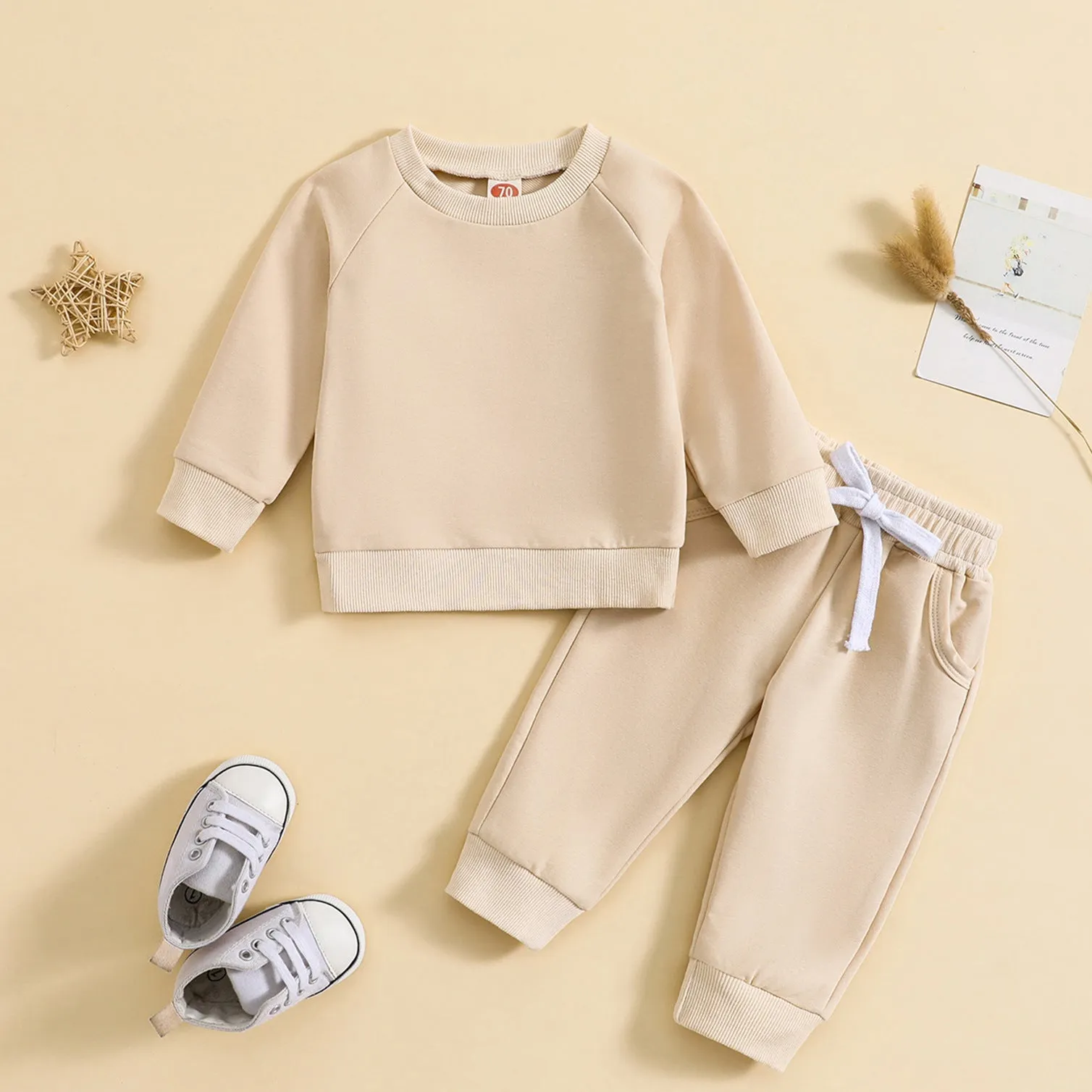 2 Pieces Set Baby Kid Boys Solid Color Tops And Pants Wholesale 231130153