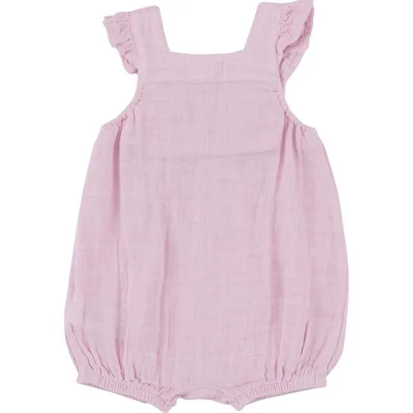 Angel Dear BALLET SOLID MUSLIN SMOCKED FRONT OVERALL SHORTIE, Pink