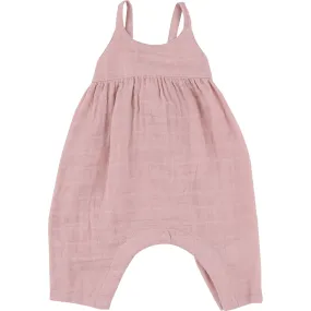 Angel Dear DUSTY PINK SOLID MUSLIN TIE BACK ROMPER, Pink