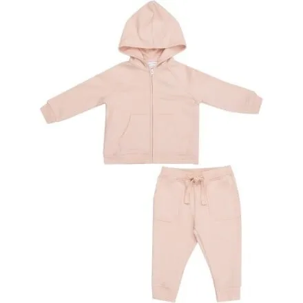 Angel Dear French Terry Pink Solid Hoodie And Jogger, Pink