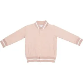 Angel Dear French Terry Solid Pink Letterman Jacket, Pink