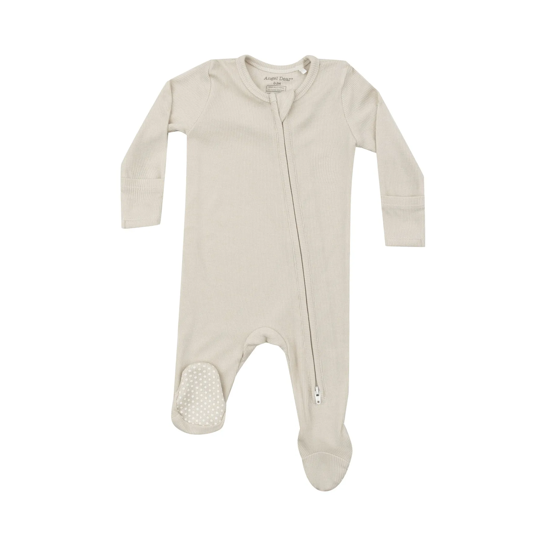 Angel Dear Ribbed Solid Birch Bamboo Viscose Zipper Footie