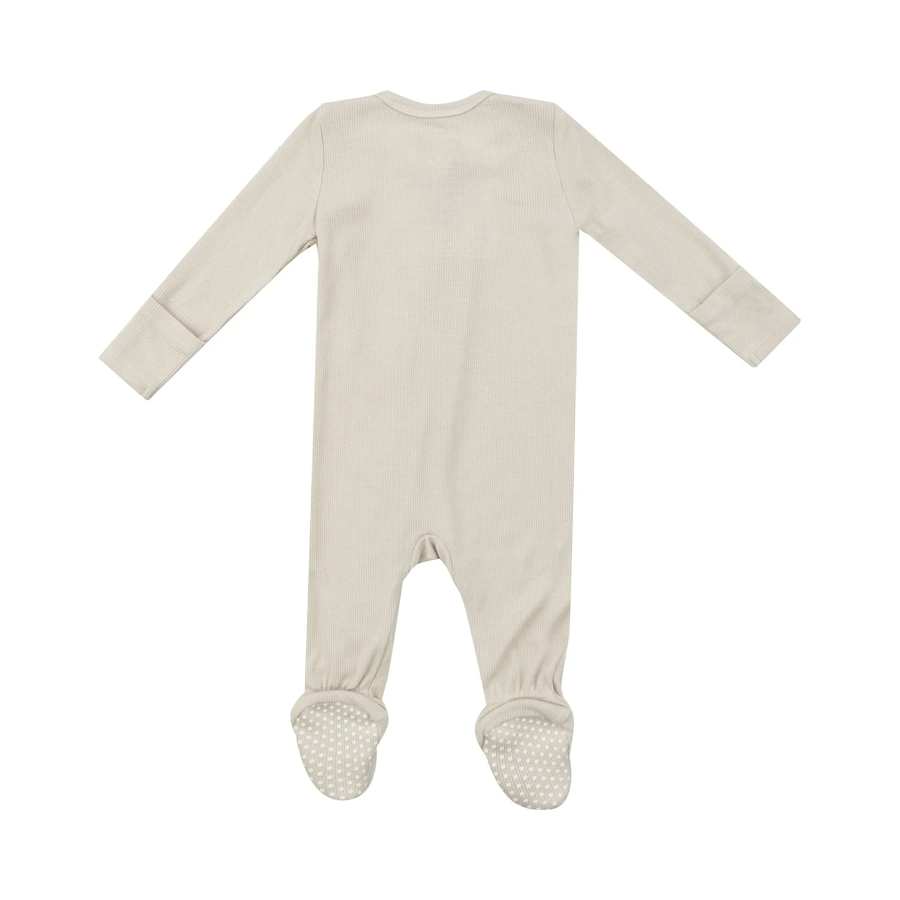 Angel Dear Ribbed Solid Birch Bamboo Viscose Zipper Footie