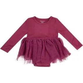 Angel Dear Solid Rose Bud L/S Tutu Bodysuit, Burgundy