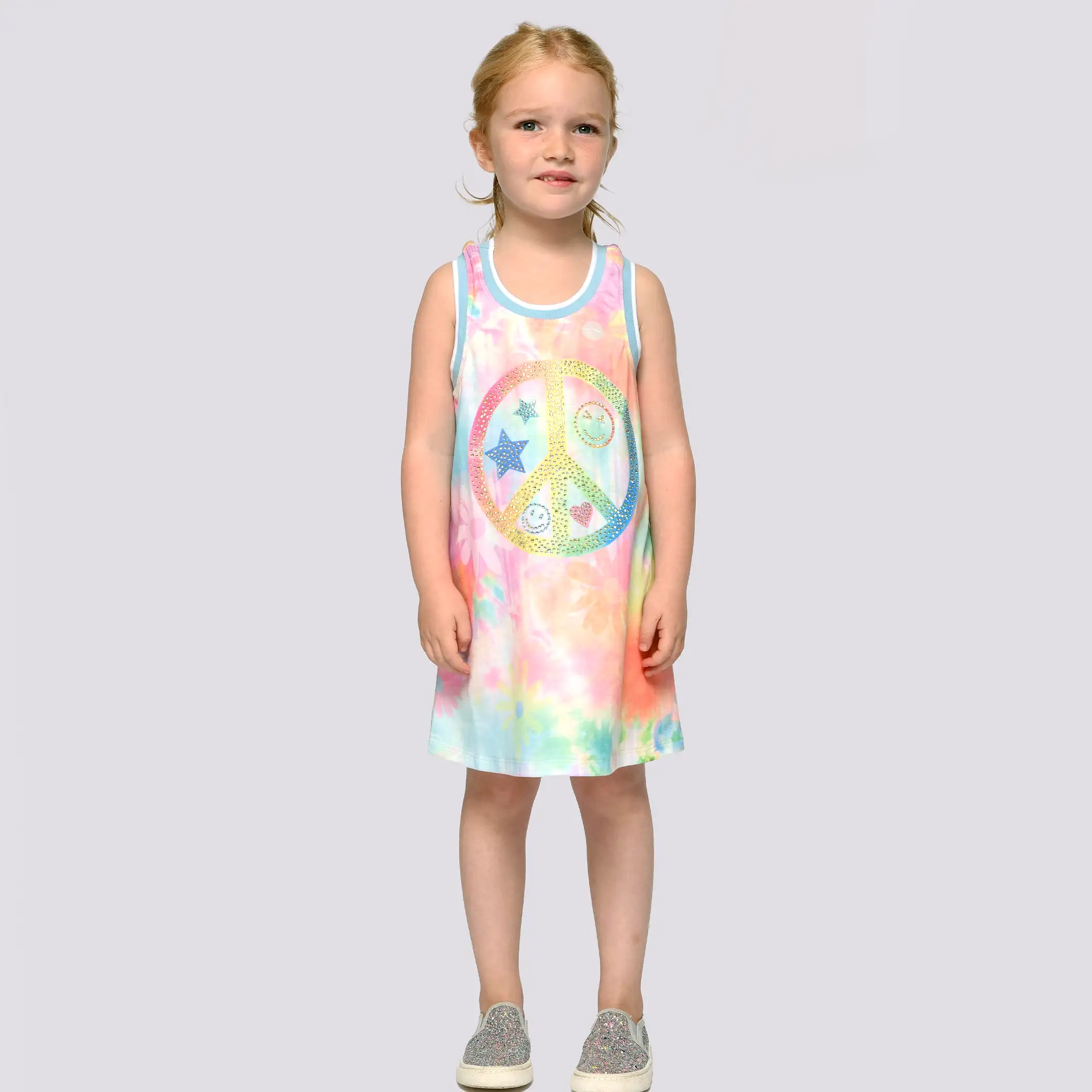 Baby Sara Peace Sign Print A-Line Dress