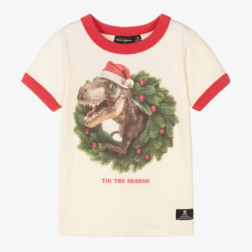 Boys Ivory Cotton Tis The Season T-Shirt