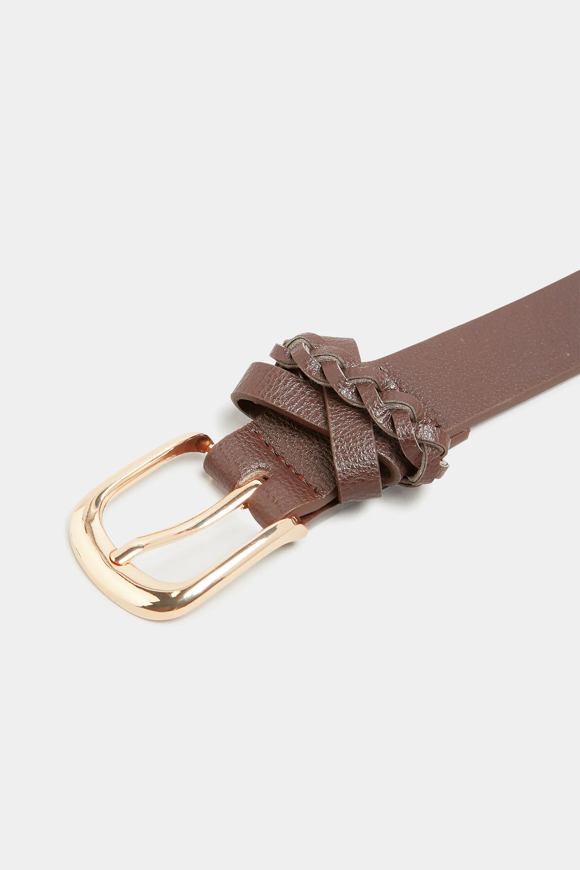 Brown Braided Buckle Belt