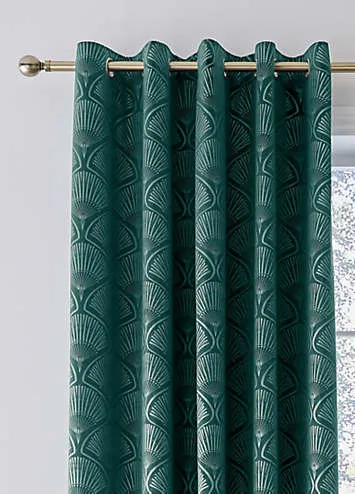 Catherine Lansfield Art Deco Pearl Pair of Eyelet Lined Curtains | Kaleidoscope