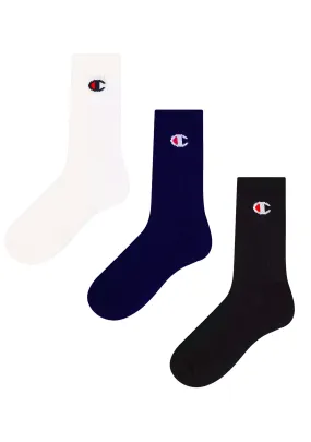 Champion 3 Pack Sports Crew Socks in Multi Colour  SXQE3N 09K