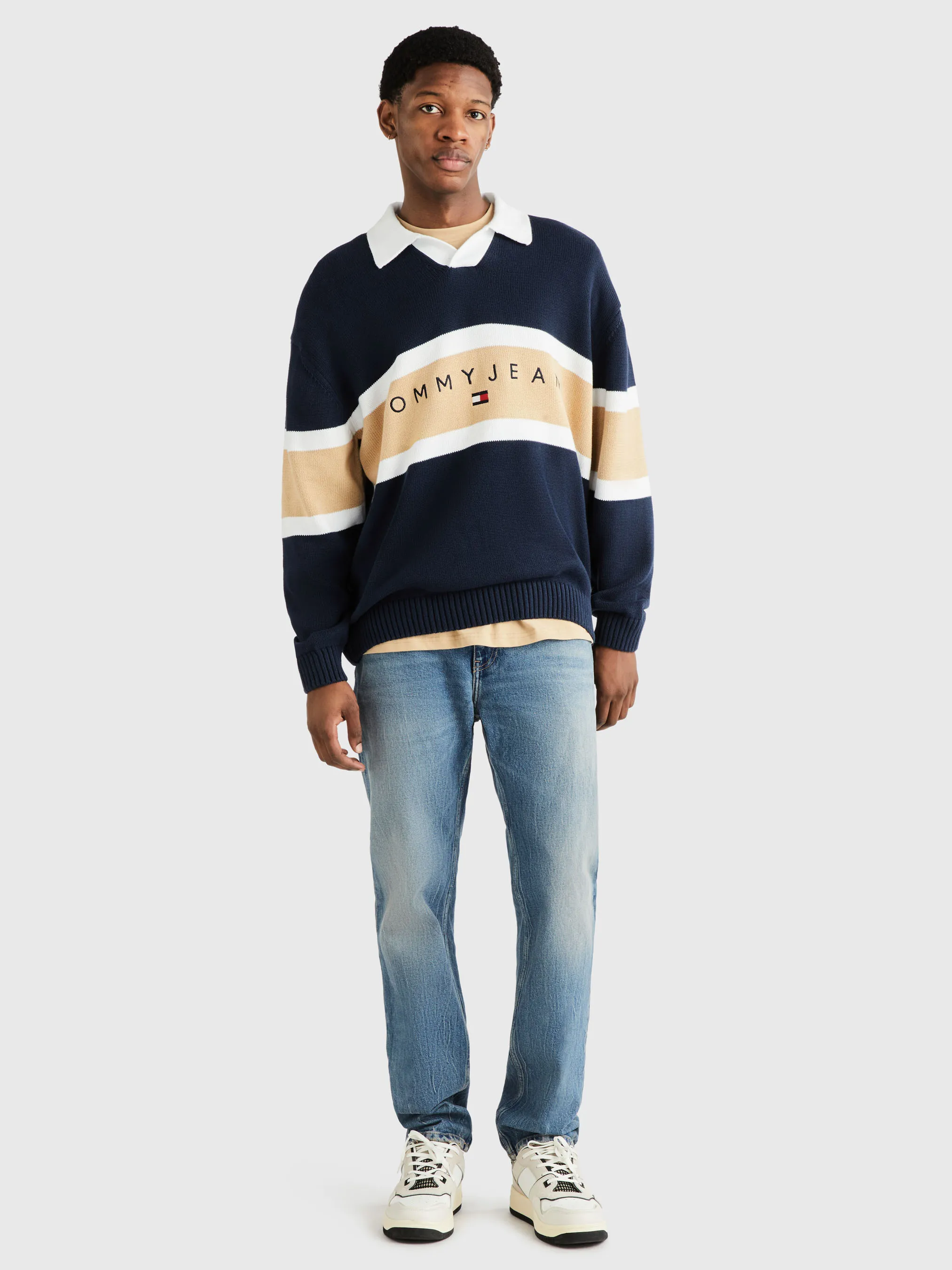 Colour-Blocked Trophy Neck Rugby Jumper | Sweatshirts & Hoodies | Tommy Jeans