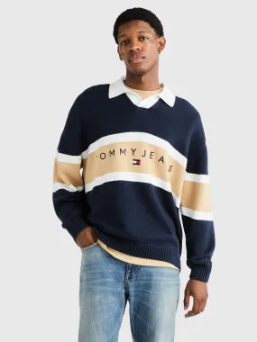 Colour-Blocked Trophy Neck Rugby Jumper | Sweatshirts & Hoodies | Tommy Jeans