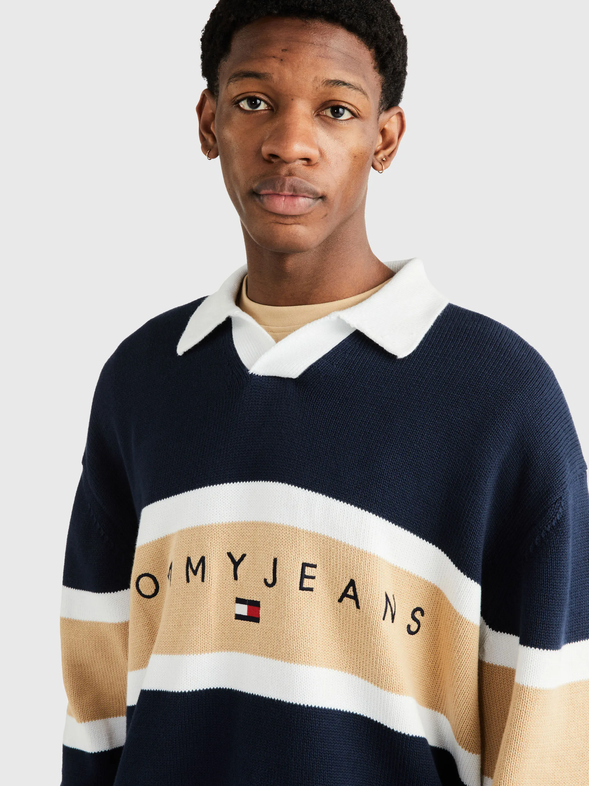 Colour-Blocked Trophy Neck Rugby Jumper | Sweatshirts & Hoodies | Tommy Jeans