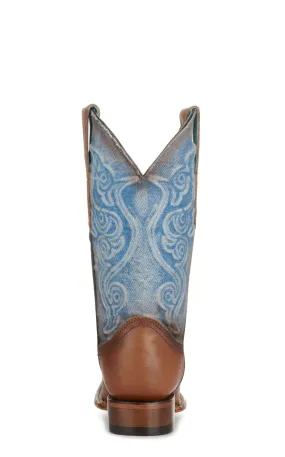 Corral Women's Light Denim and Saddle Brown Square Toe Cowboy Boots