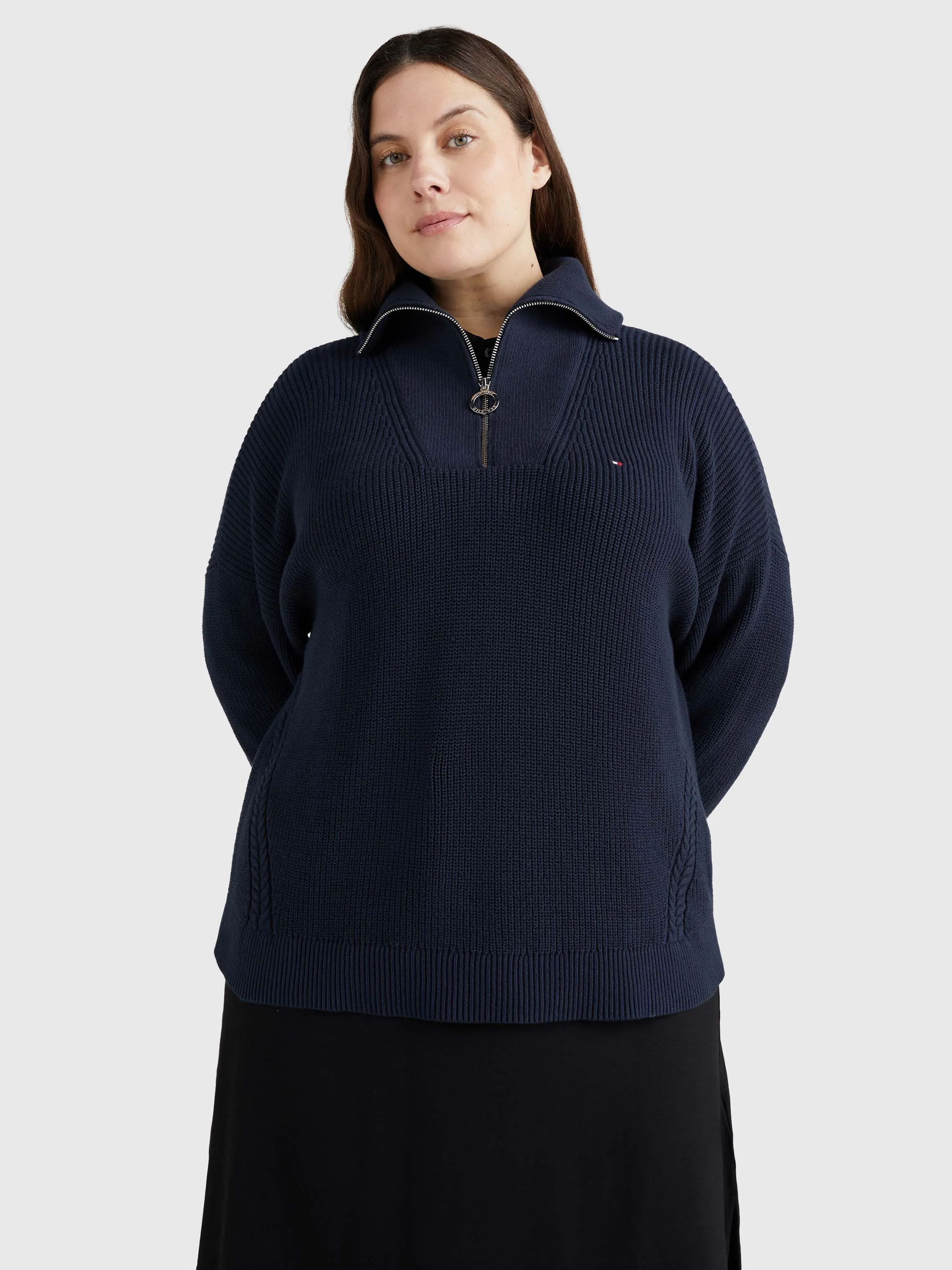 Curve Rib Knit Half-Zip Relaxed Jumper | Sweatshirts & Hoodies | Tommy Hilfiger