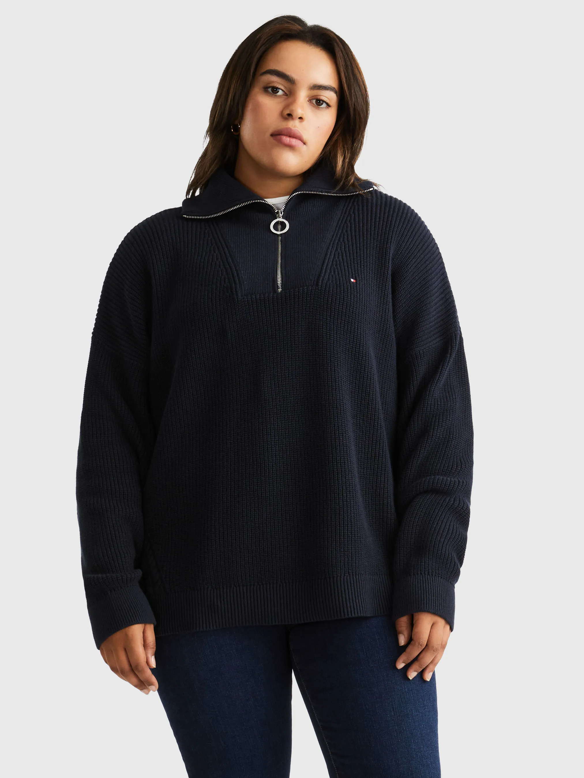 Curve Rib Knit Half-Zip Relaxed Jumper | Sweatshirts & Hoodies | Tommy Hilfiger