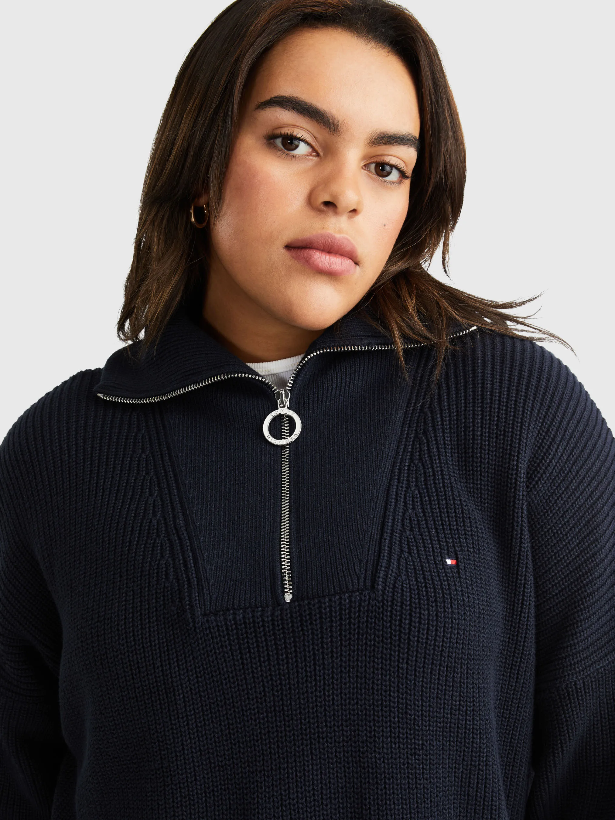 Curve Rib Knit Half-Zip Relaxed Jumper | Sweatshirts & Hoodies | Tommy Hilfiger