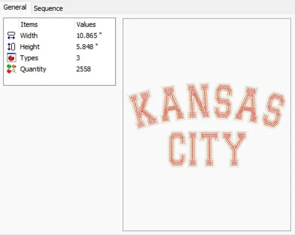 Curved Kansas City Rhinestone Transfer