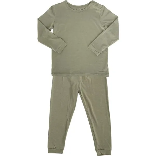 Dear Perli Solid Long Sleeve Pajamas, Sage