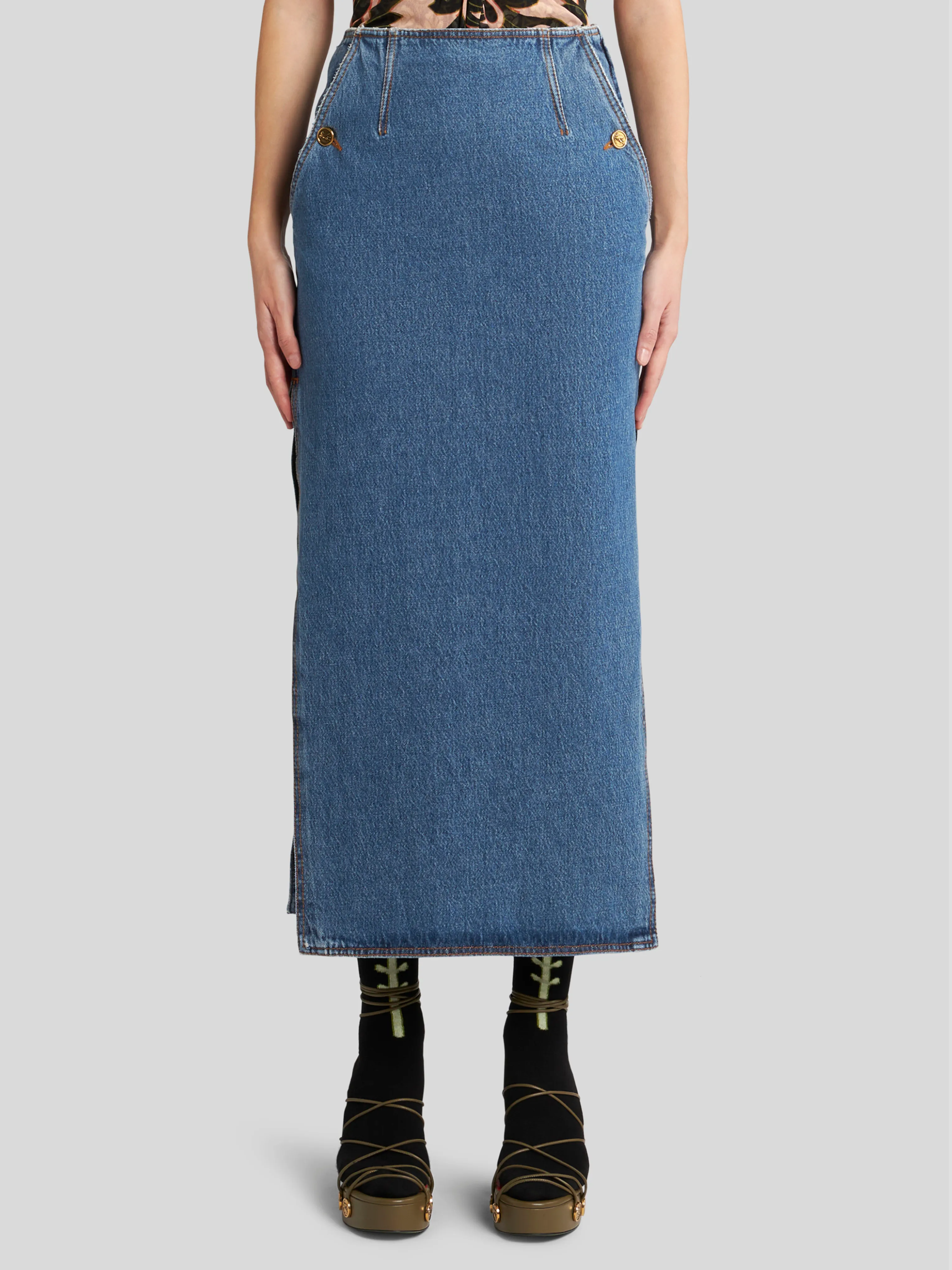 Denim Midi Skirt