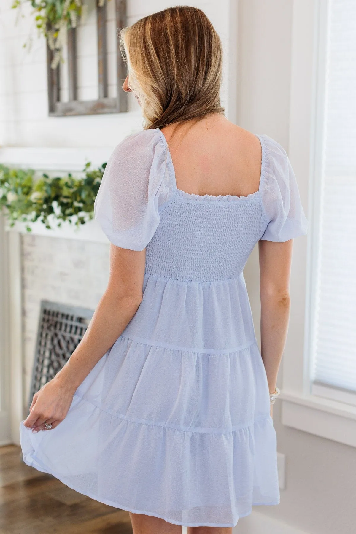 Dream Come True Smocked Dress- Dusty Blue