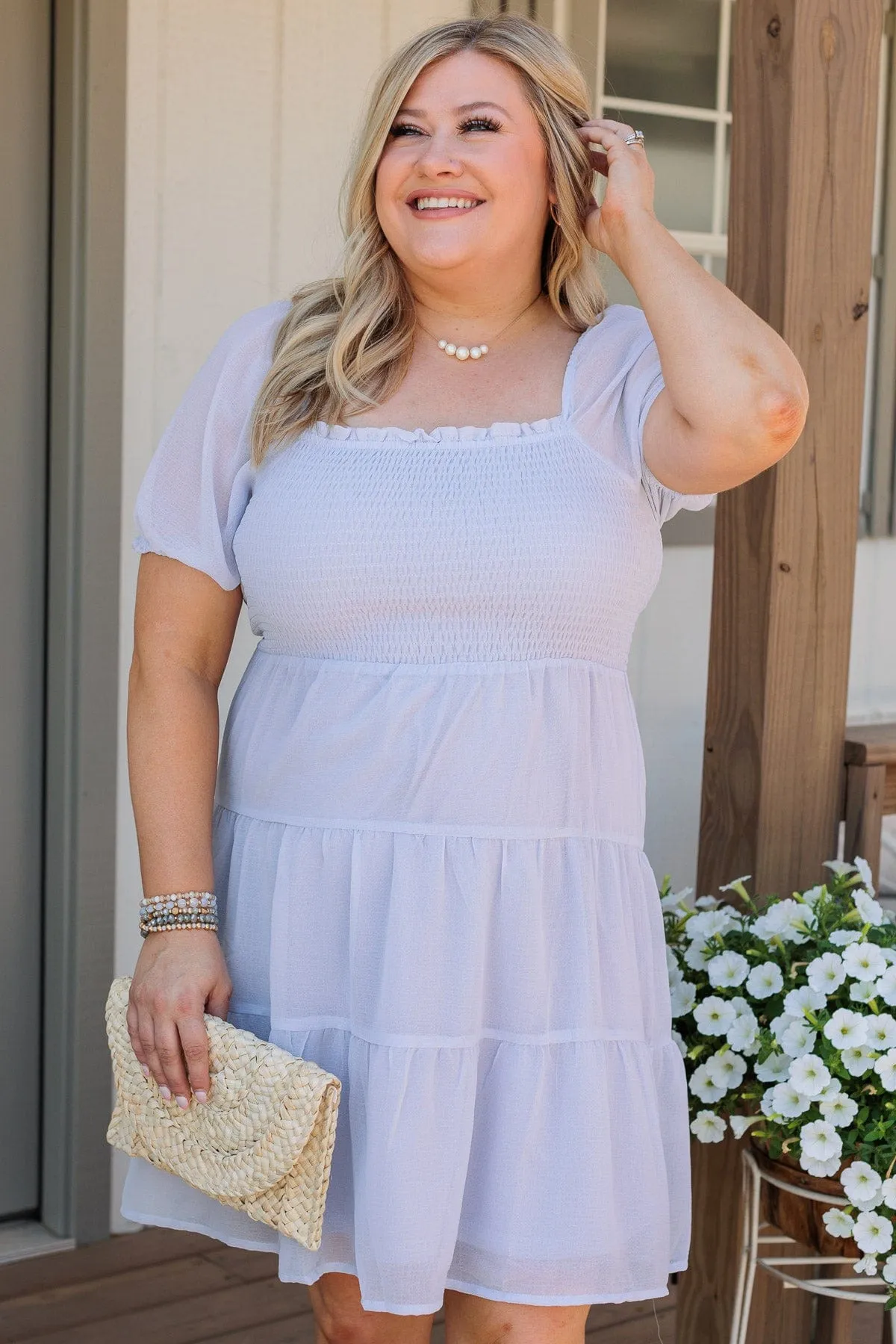 Dream Come True Smocked Dress- Dusty Blue