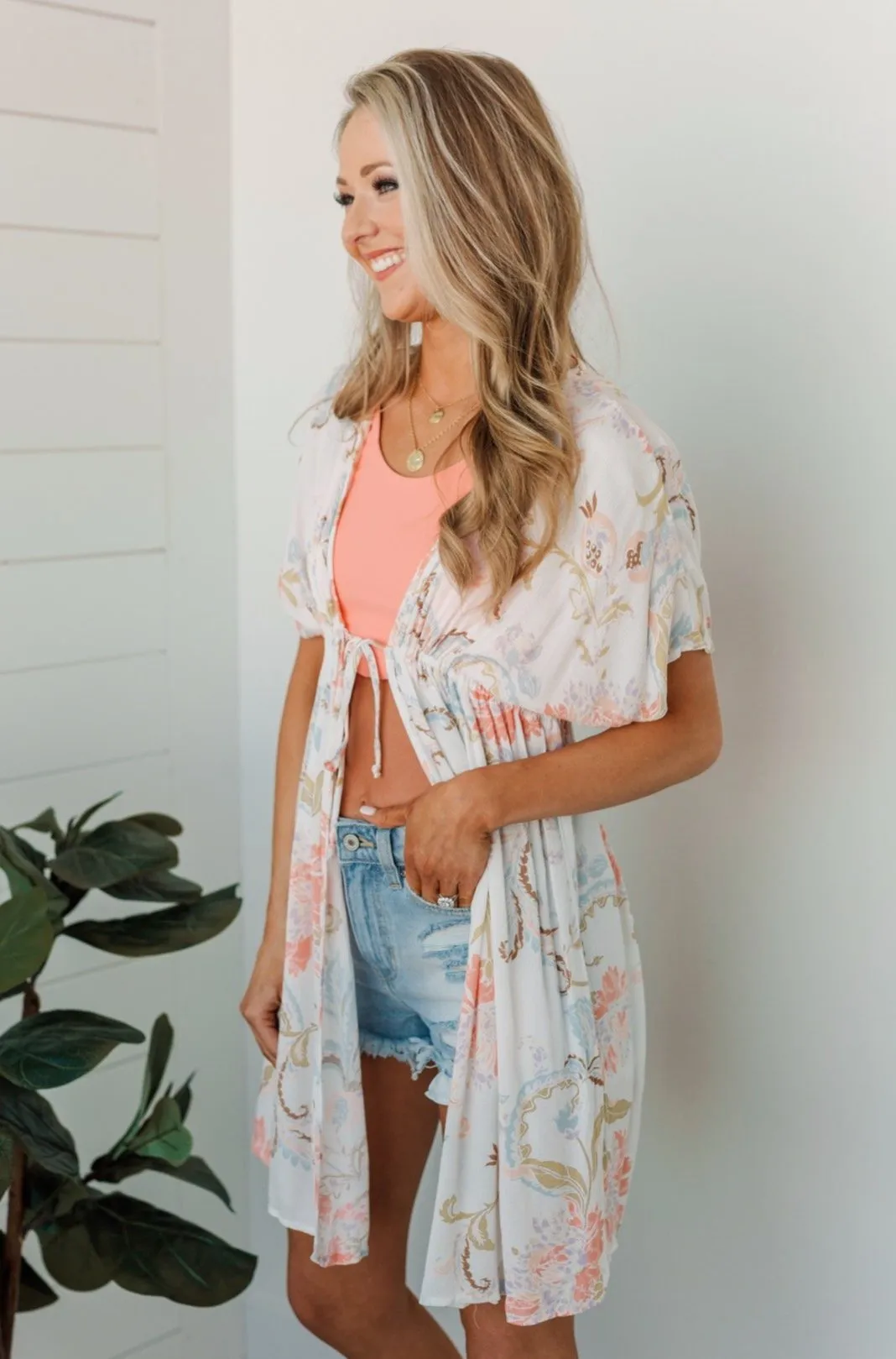 Easily The Best Floral Tie Cover Up- Ivory