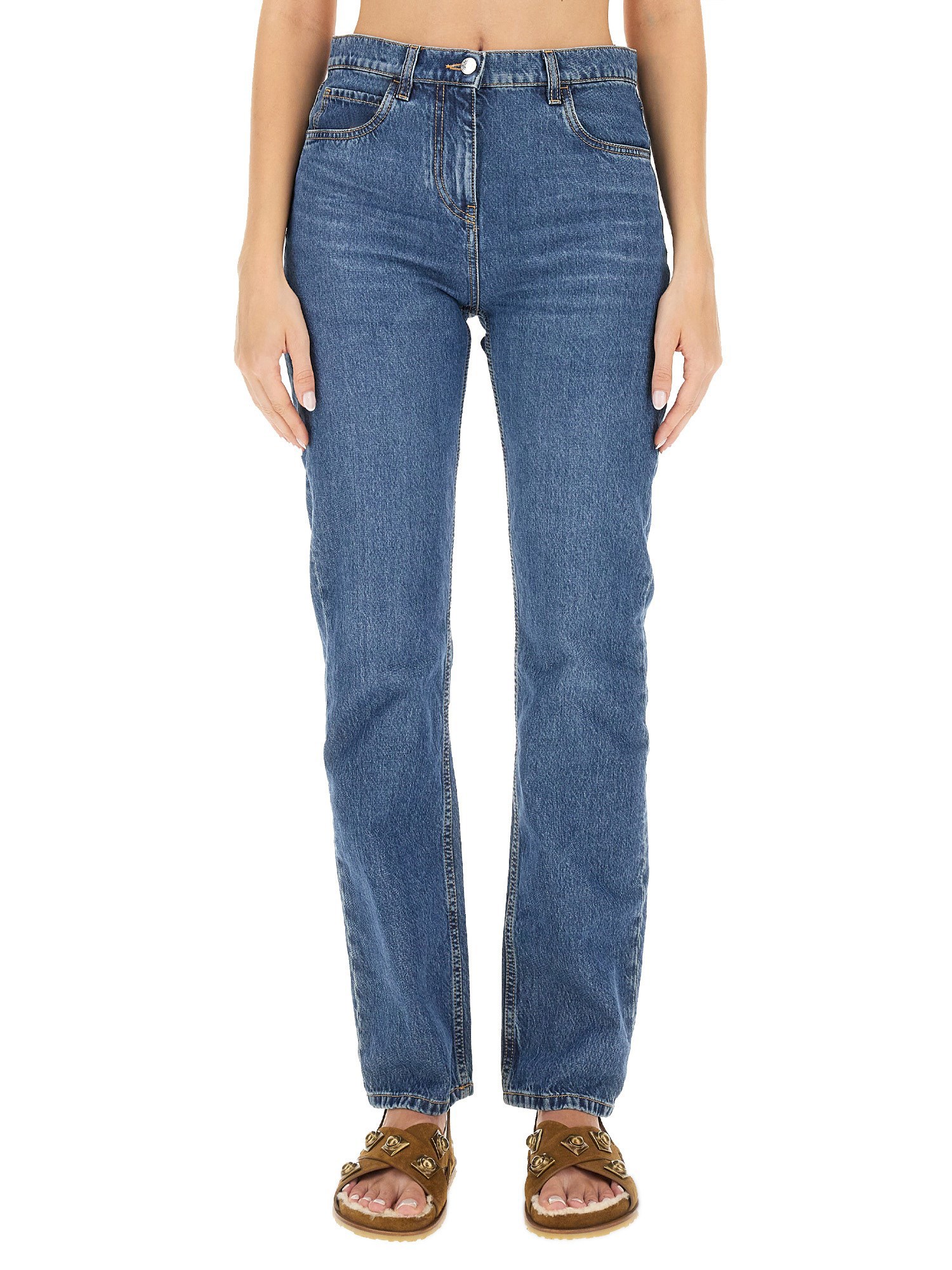 ETRO    COTTON DENIM JEANS WITH LOGO EMBROIDERY