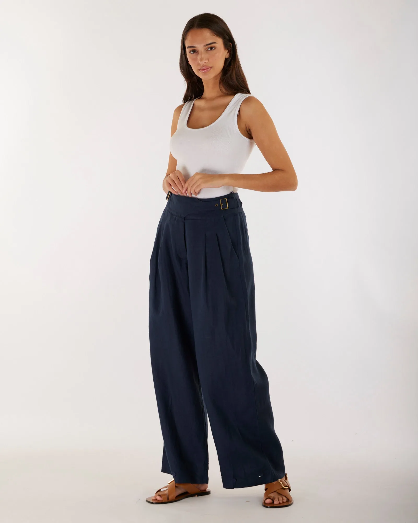 Eugene Linen Pant - Navy