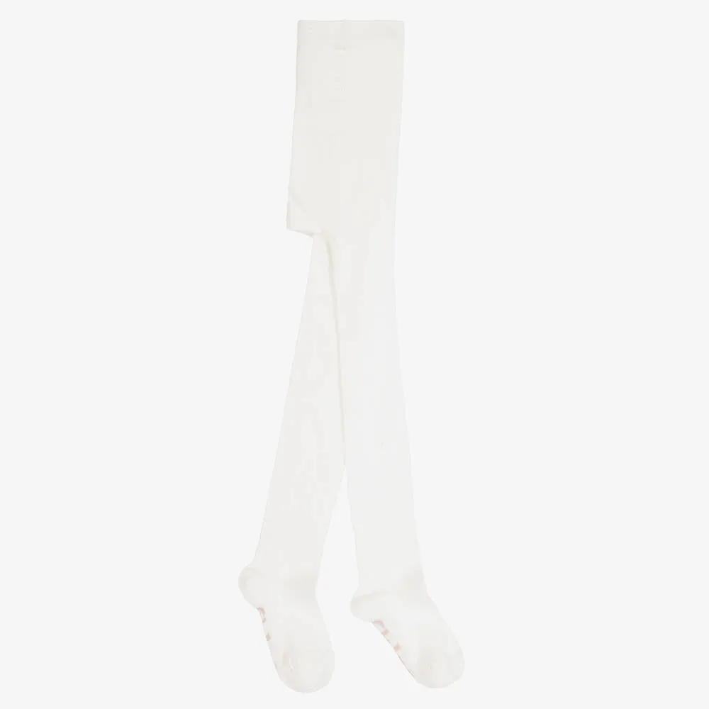 Girls Ivory Cotton Tights