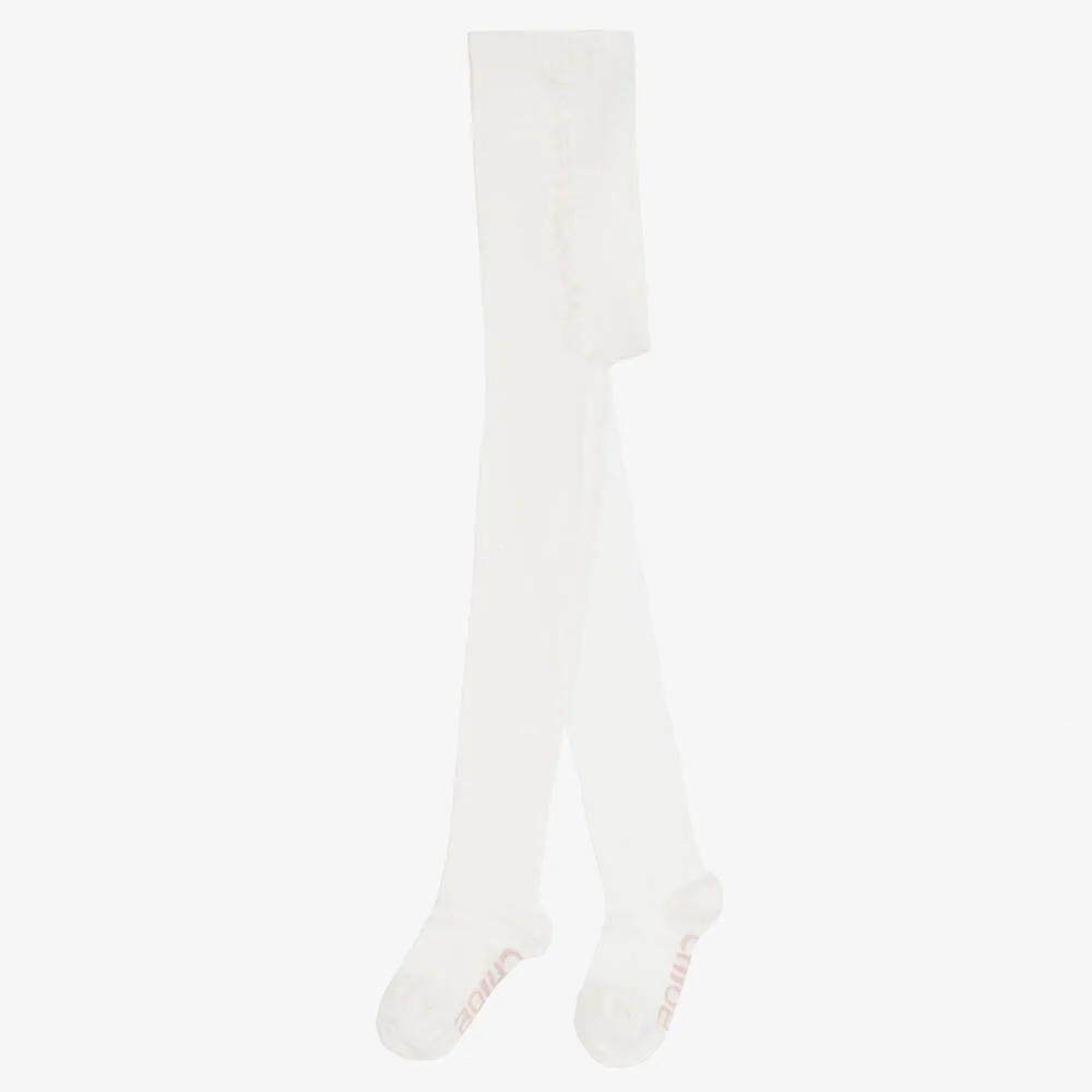 Girls Ivory Cotton Tights