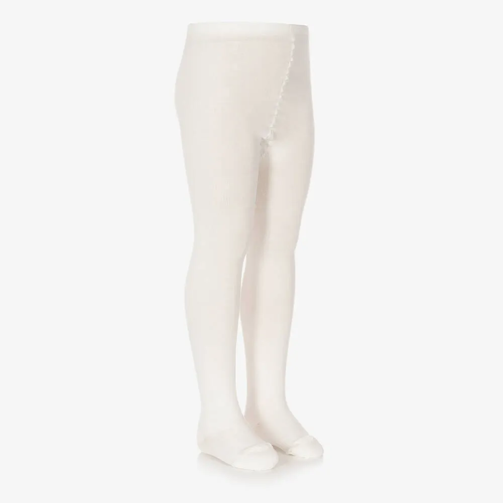 Girls Ivory Cotton Tights