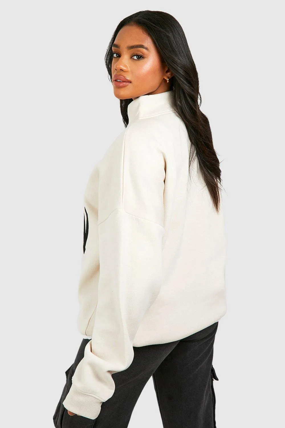 Hoodies & Sweatshirts | Dsgn Studio Applique Oversized Half Zip Sweatshirt | boohoo