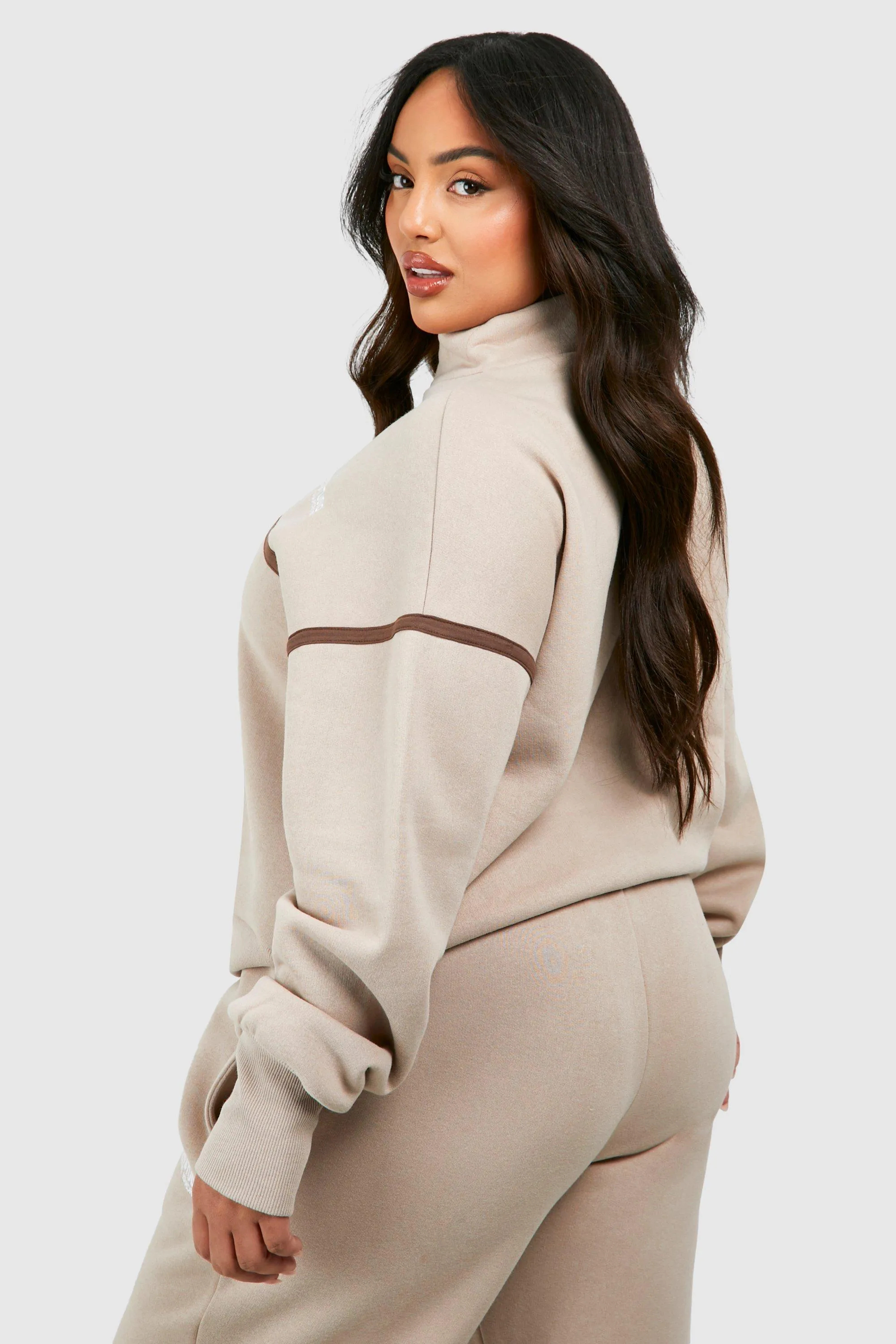 Hoodies & Sweatshirts | Plus Contrast Binding Dsgn Studio Half Zip | boohoo