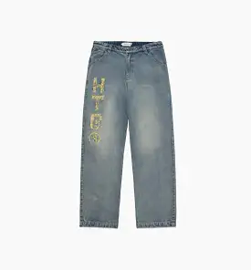 HTG Branded Denim Mens Pants - Denim Blue