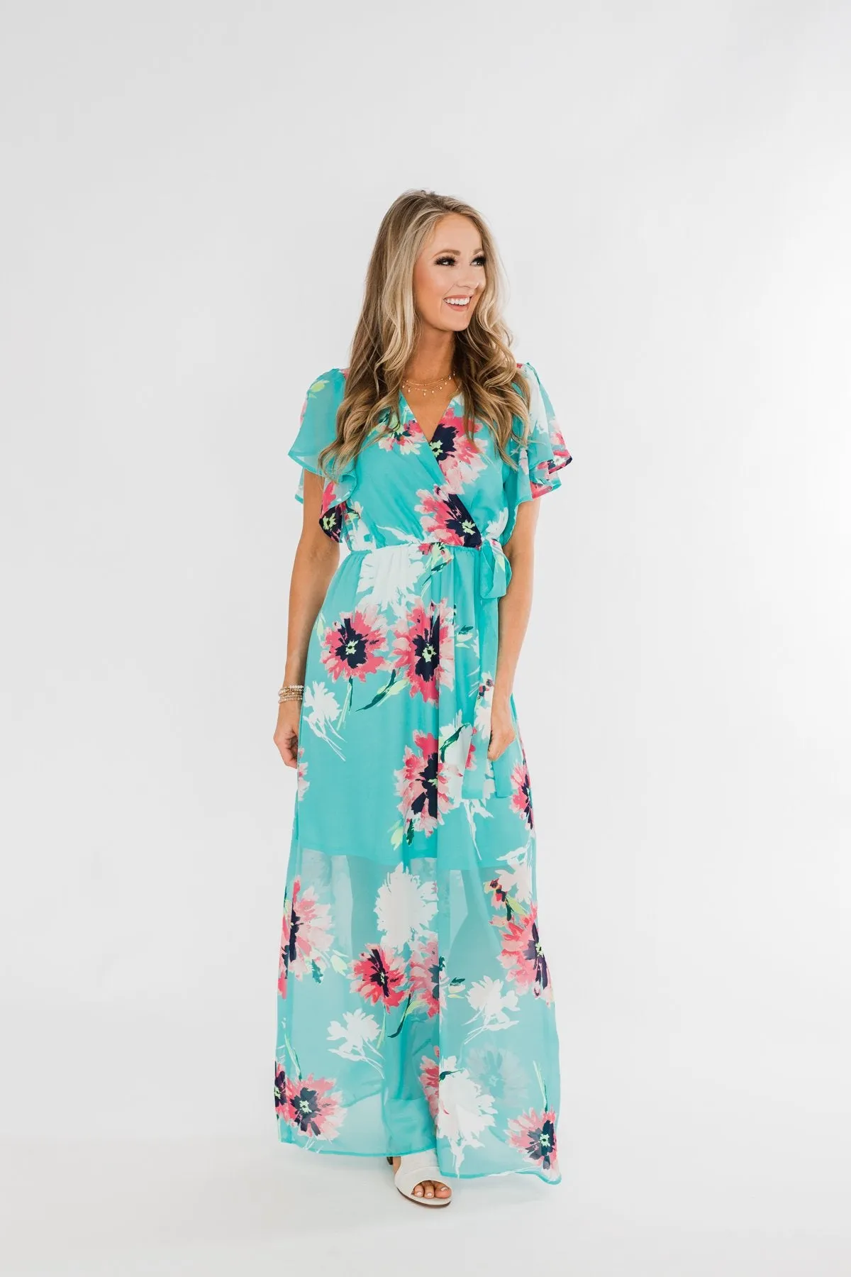 Inside The Dream Floral Maxi Dress- Mint