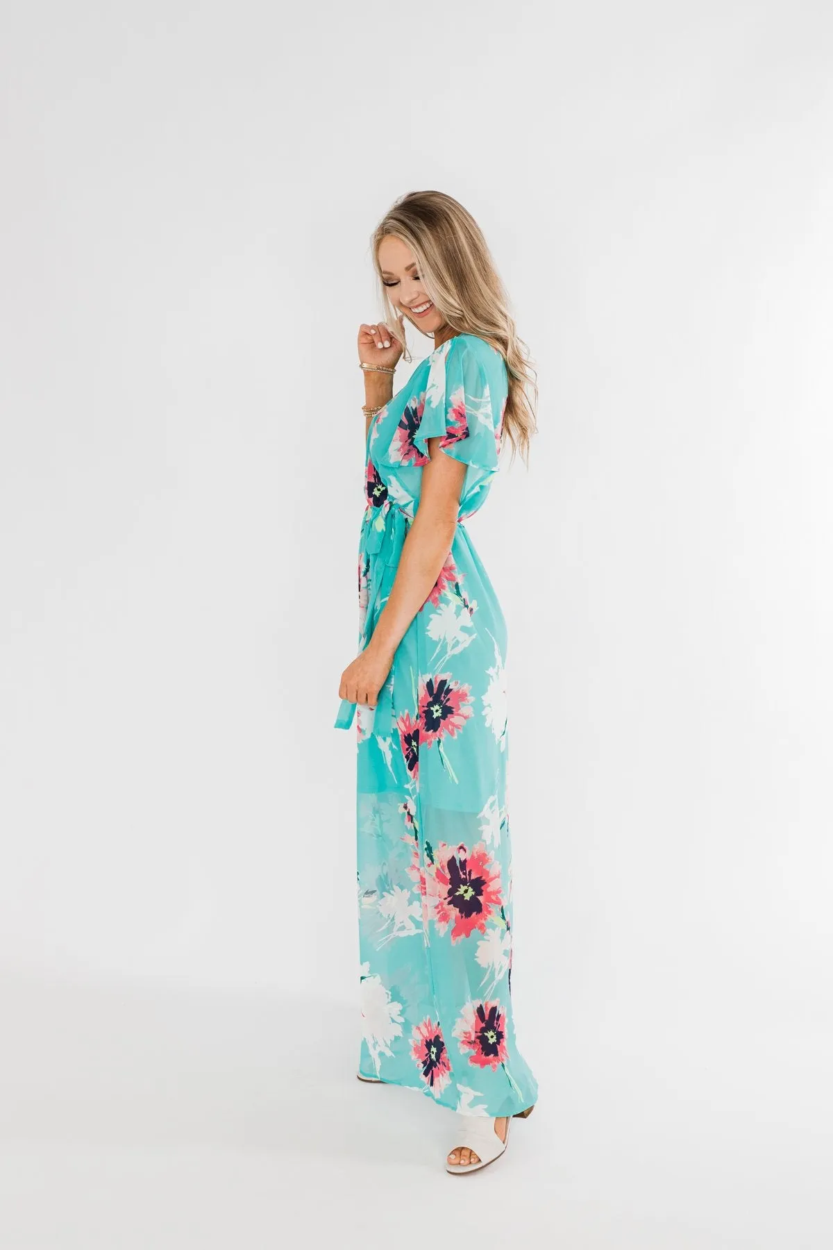 Inside The Dream Floral Maxi Dress- Mint