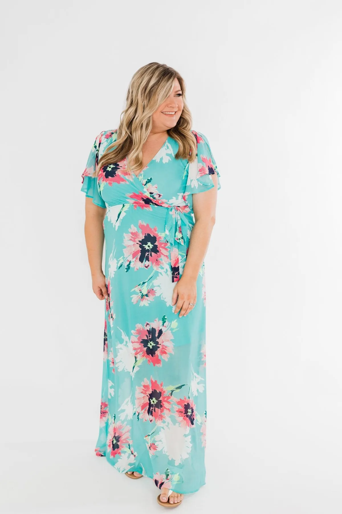 Inside The Dream Floral Maxi Dress- Mint