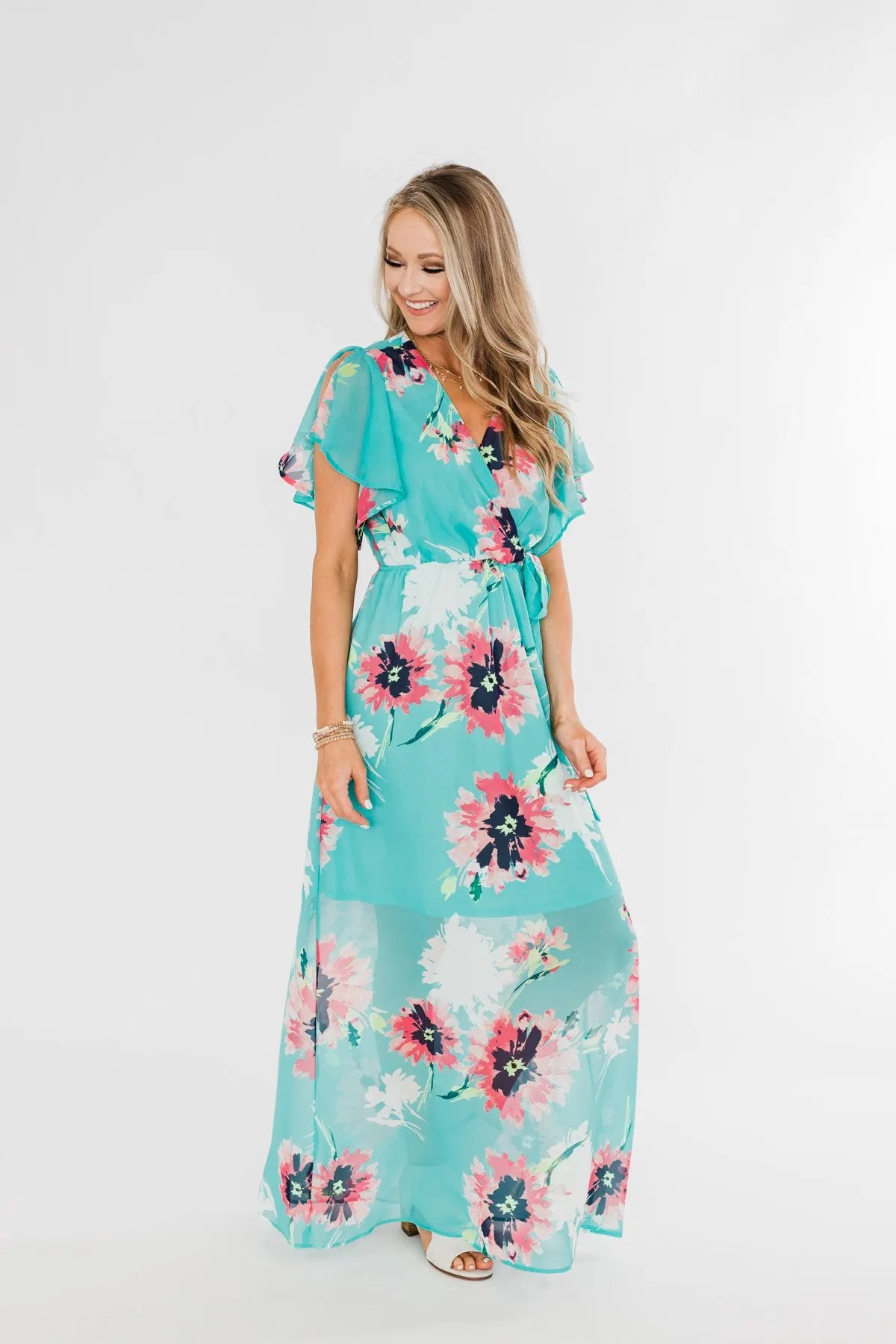 Inside The Dream Floral Maxi Dress- Mint