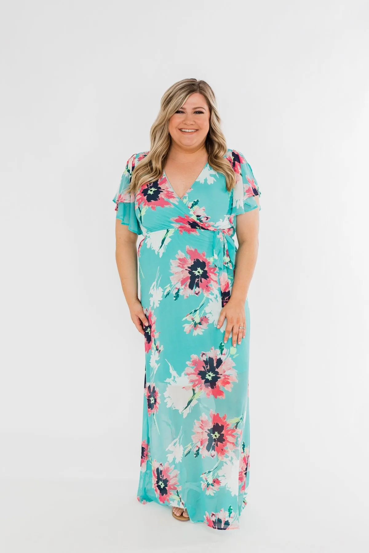 Inside The Dream Floral Maxi Dress- Mint