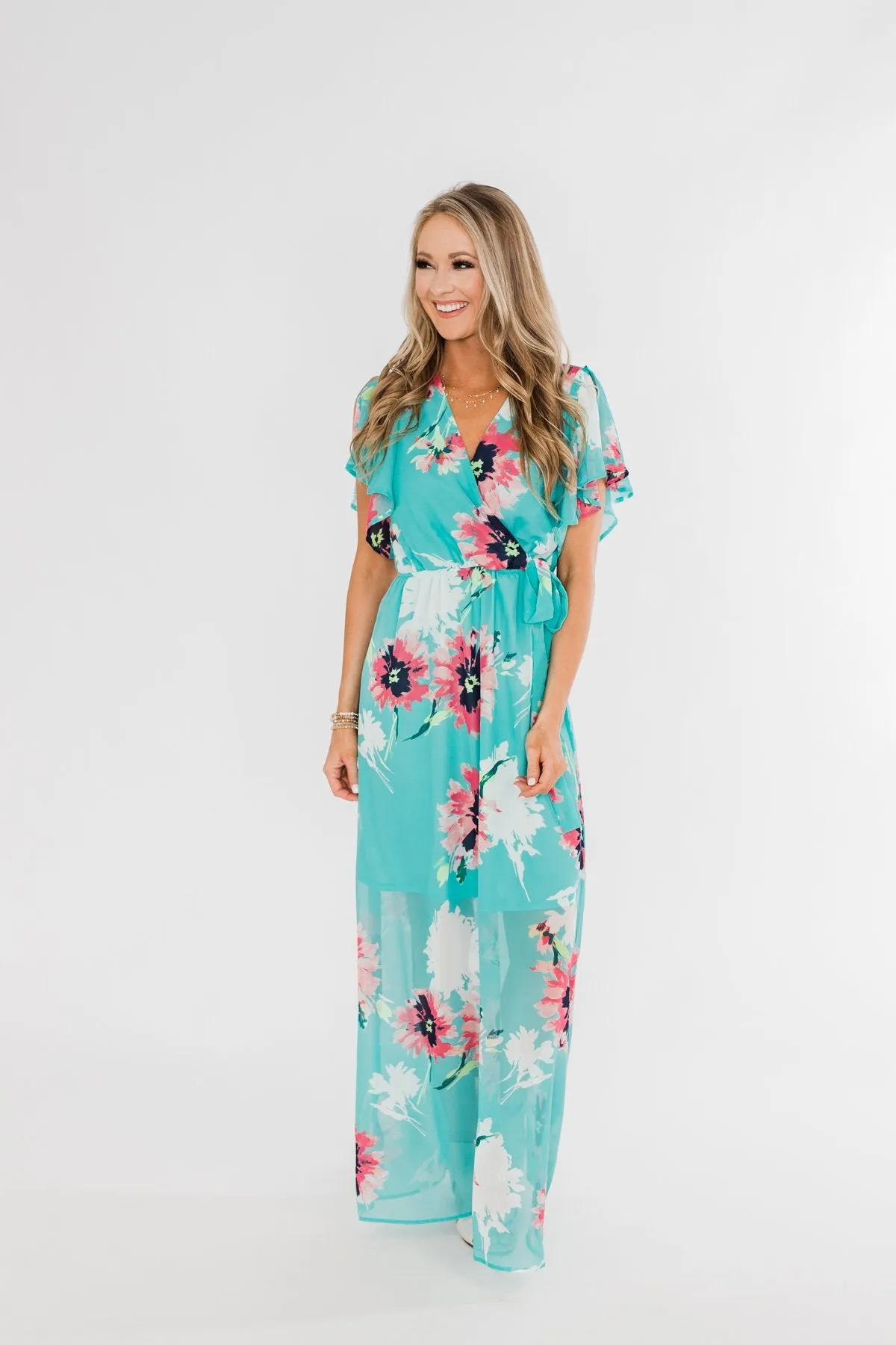 Inside The Dream Floral Maxi Dress- Mint