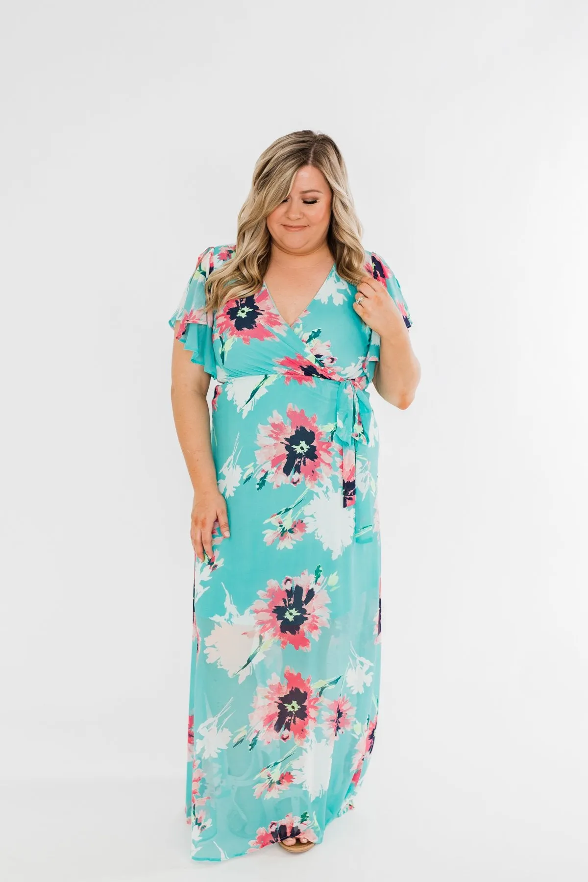 Inside The Dream Floral Maxi Dress- Mint