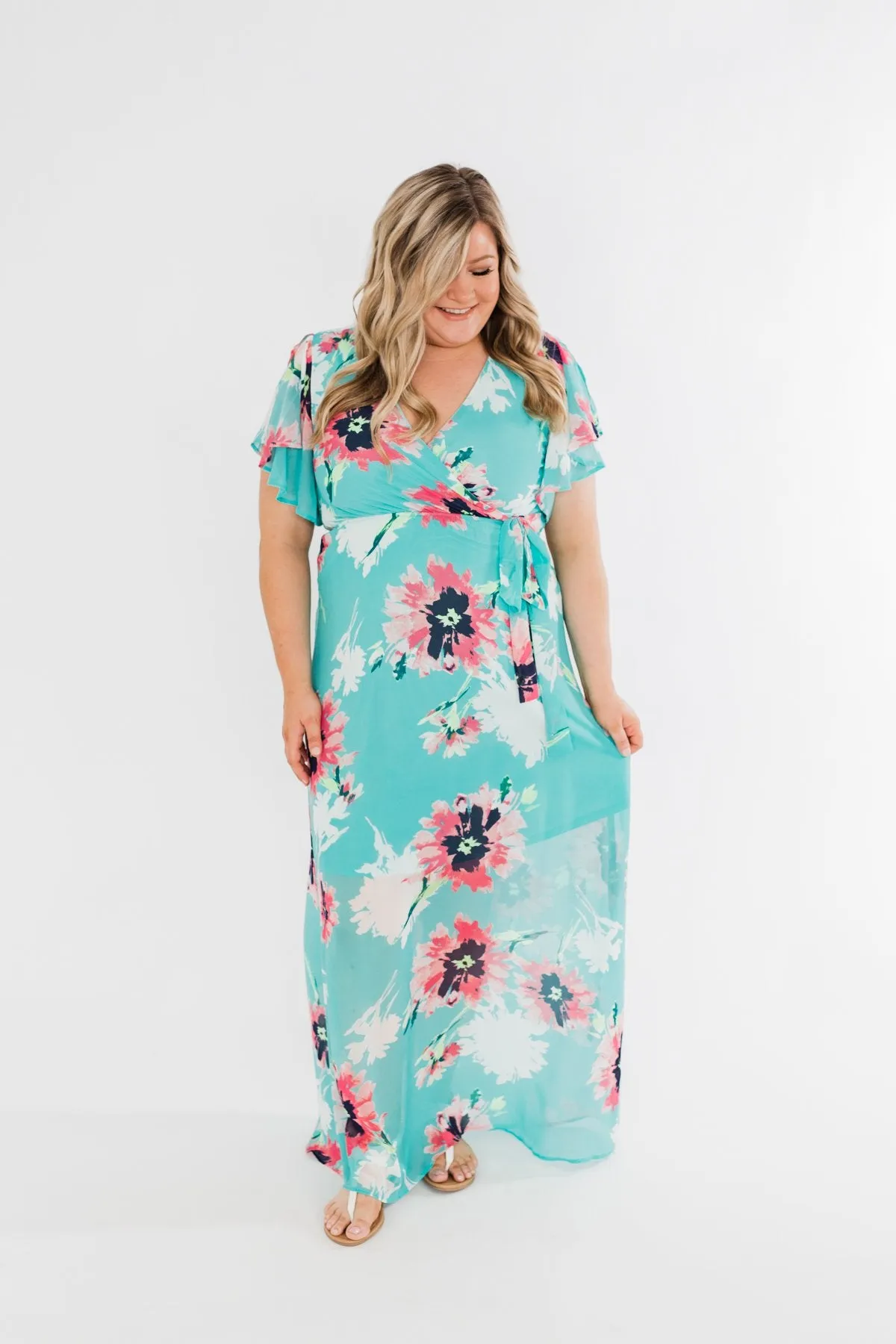 Inside The Dream Floral Maxi Dress- Mint