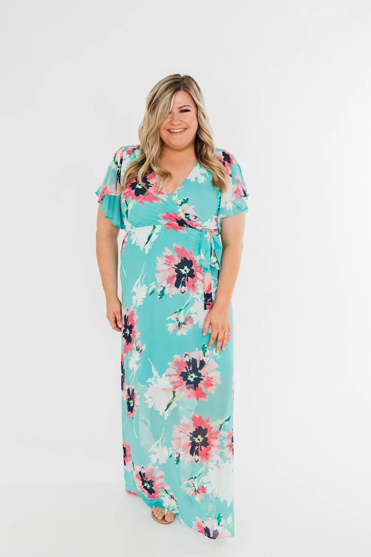 Inside The Dream Floral Maxi Dress- Mint