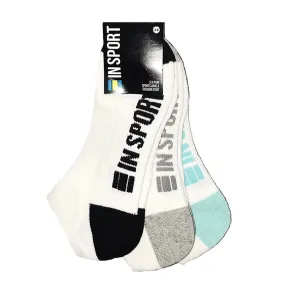 INSPORT WOMEN'S 3 PACK ANKLE WHITE SOCKS SIZES 2-8