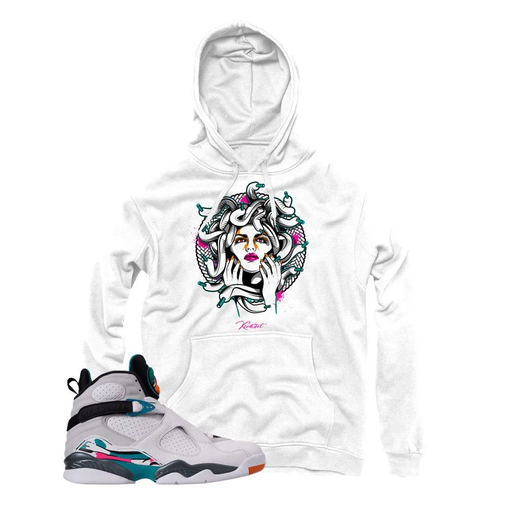 Jordan 8 South Beach Medusa White Hoodie