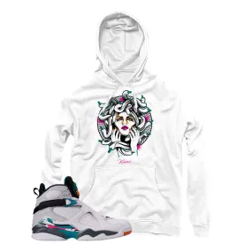 Jordan 8 South Beach Medusa White Hoodie