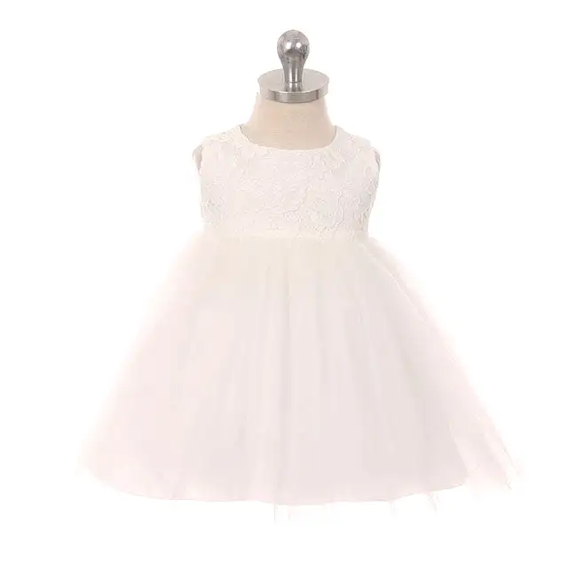 Kid's Dream Lace Illusion Baby Dress - Off White