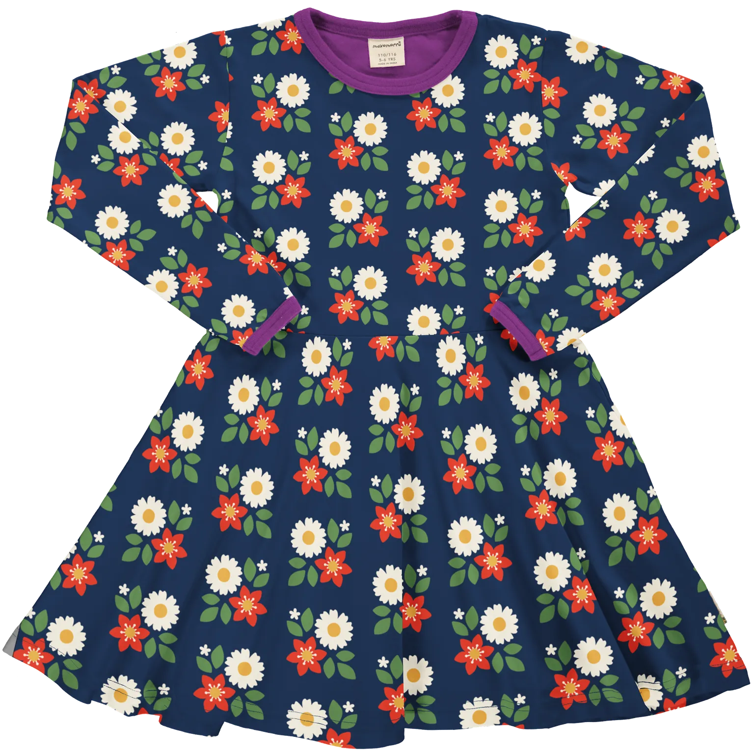 Maxomorra Dream Job Flowers Long Sleeved Circle Dress